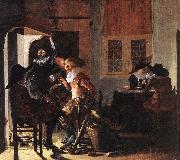 DUYSTER, Willem Cornelisz. Soldiers beside a Fireplace sg Norge oil painting reproduction